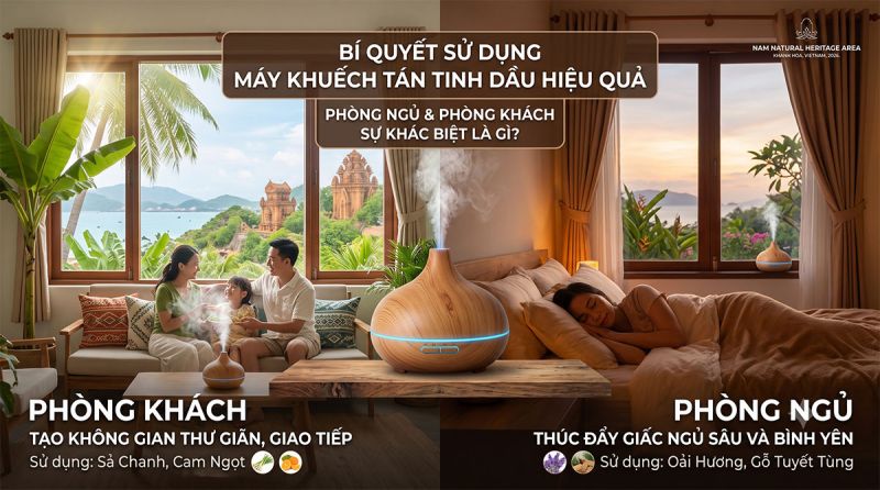 Cách sử dụng máy khuếch tán tinh dầu hiệu quả nhất cho phòng ngủ và phòng khách