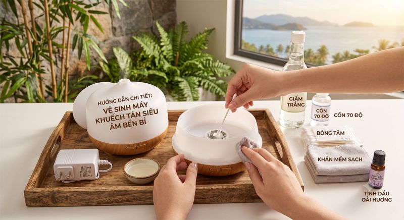 Hướng dẫn chi tiết cách vệ sinh máy khuếch tán tinh dầu siêu âm bền bỉ